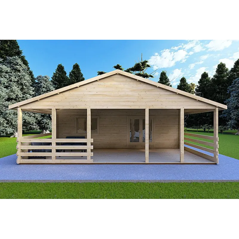 Chalet en bois habitable​ de style traditionnel SOFIA 17x8, 44/140/44 mm, vue frontale