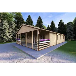 Maison préfabriquée en bois FIRENZE 116 m², 44/100/44 mm, façade côté droit