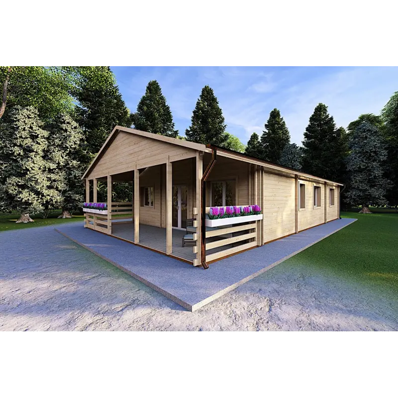 Maison préfabriquée en bois FIRENZE 116 m², 44/100/44 mm, façade côté droit