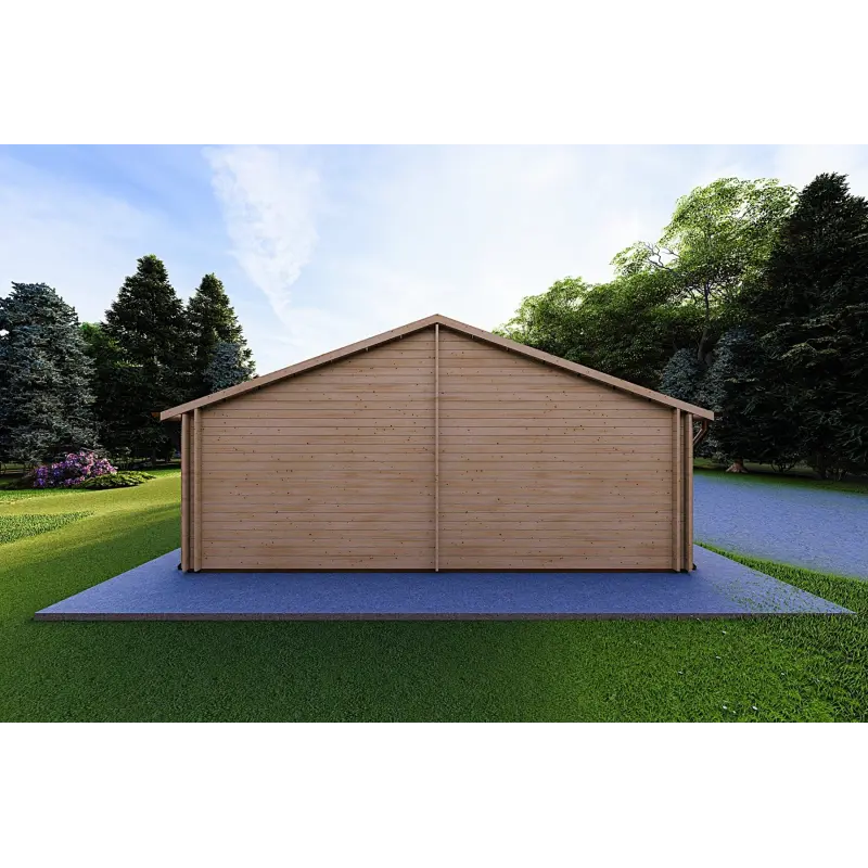 Maison préfabriquée en bois FIRENZE 116 m², 44/100/44 mm, vue arrière