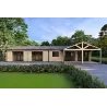 Chalet en bois habitable​ avec toit incliné ISOTTA 125 m², 44/140/44 mm, vue frontale