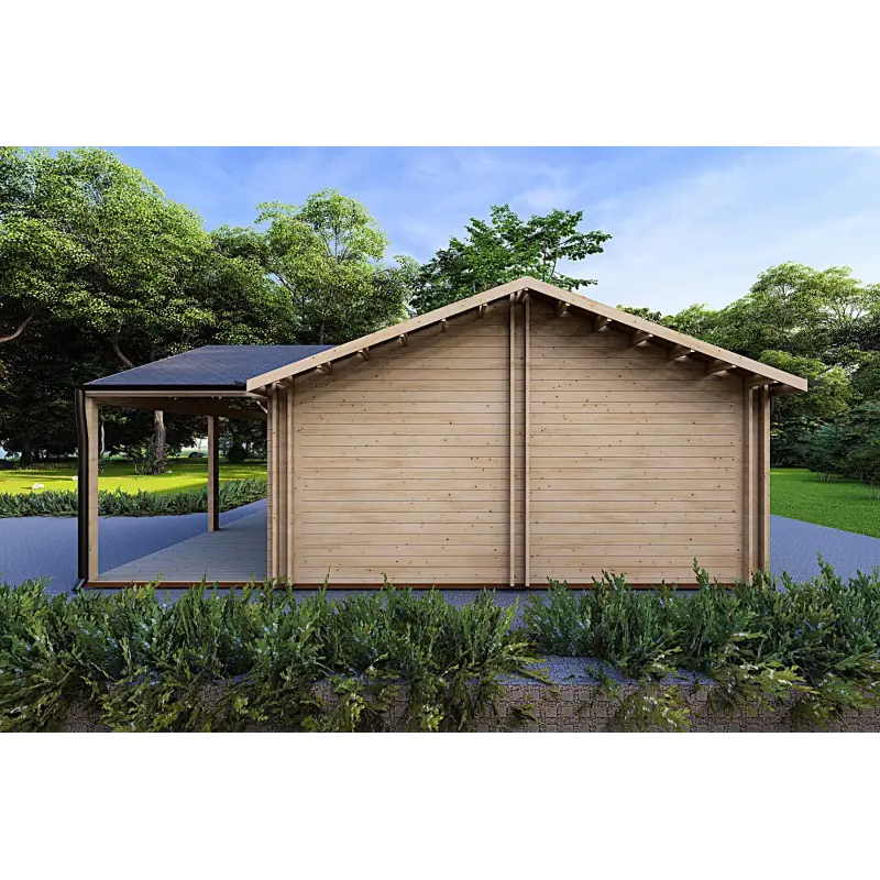 Chalet en bois habitable​ avec toit incliné ISOTTA 125 m², 44/140/44 mm, côté droit