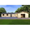 Chalet en bois habitable​ avec toit incliné ISOTTA 125 m², 44/140/44 mm, vue arrière