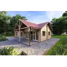 Maison habitable en bois AGNESE 95 m², 44/140/44 mm, façade côté droit