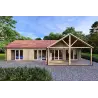 Maison habitable en bois AGNESE 95 m², 44/140/44 mm, vue frontale