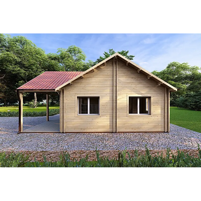 Maison habitable en bois AGNESE 95 m², 44/140/44 mm, côté droit