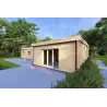 Maison préfabriquée en bois toit plat CAMELIA 125 m², 44/140/44 mm, façade côté droit