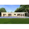 Maison préfabriquée en bois toit plat CAMELIA 125 m², 44/140/44 mm, vue arrière