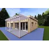 Maison habitable en bois lumineuse DAFNE 95 m², 44/140/44 mm, façade côté droit