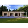 Maison habitable en bois lumineuse DAFNE 95 m², 44/140/44 mm, vue frontale