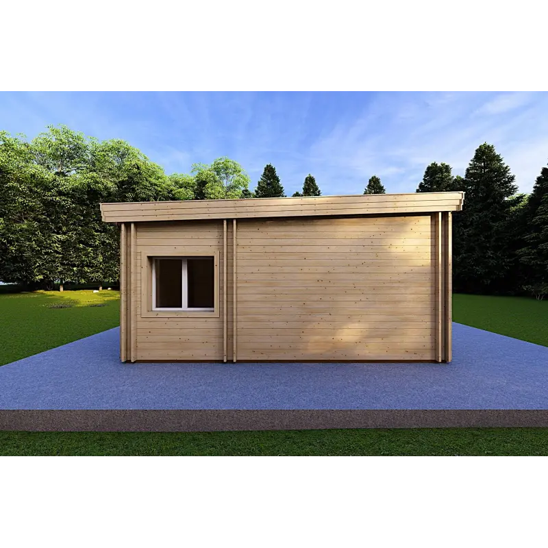 Maison habitable en bois lumineuse DAFNE 95 m², 44/140/44 mm, côté gauche