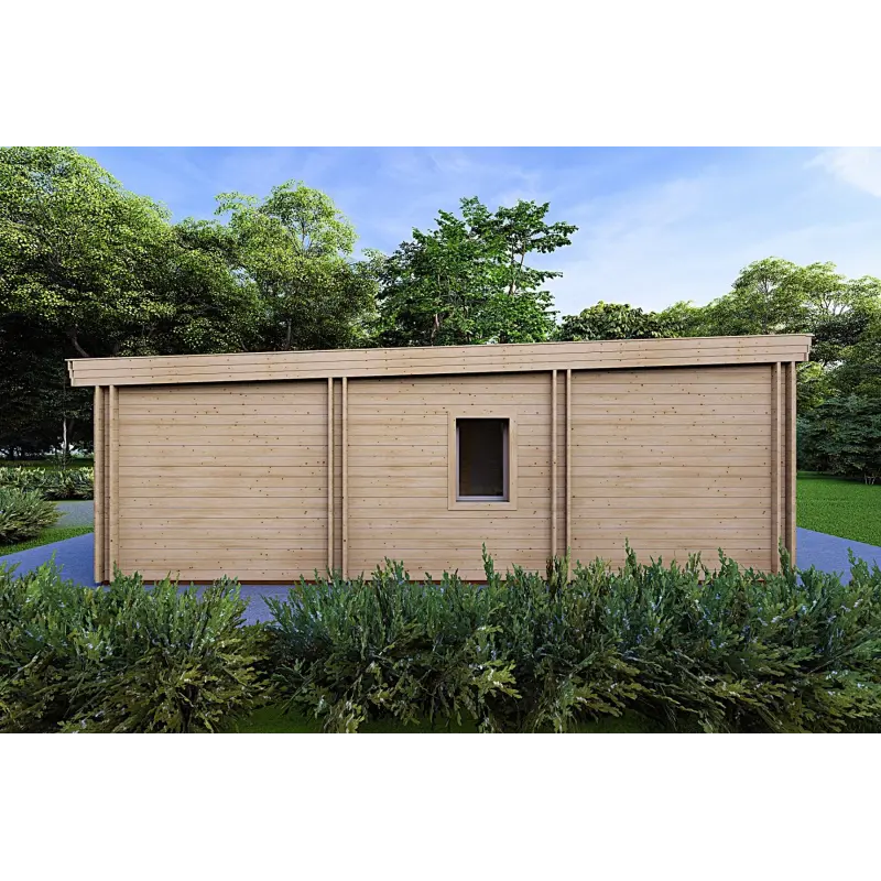 Chalet en bois habitable​ avec porche CELESTE 140 m², 44/140/44 mm, côté droit