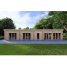 Chalet en bois habitable​ avec porche CELESTE 140 m², 44/140/44 mm, vue arrière