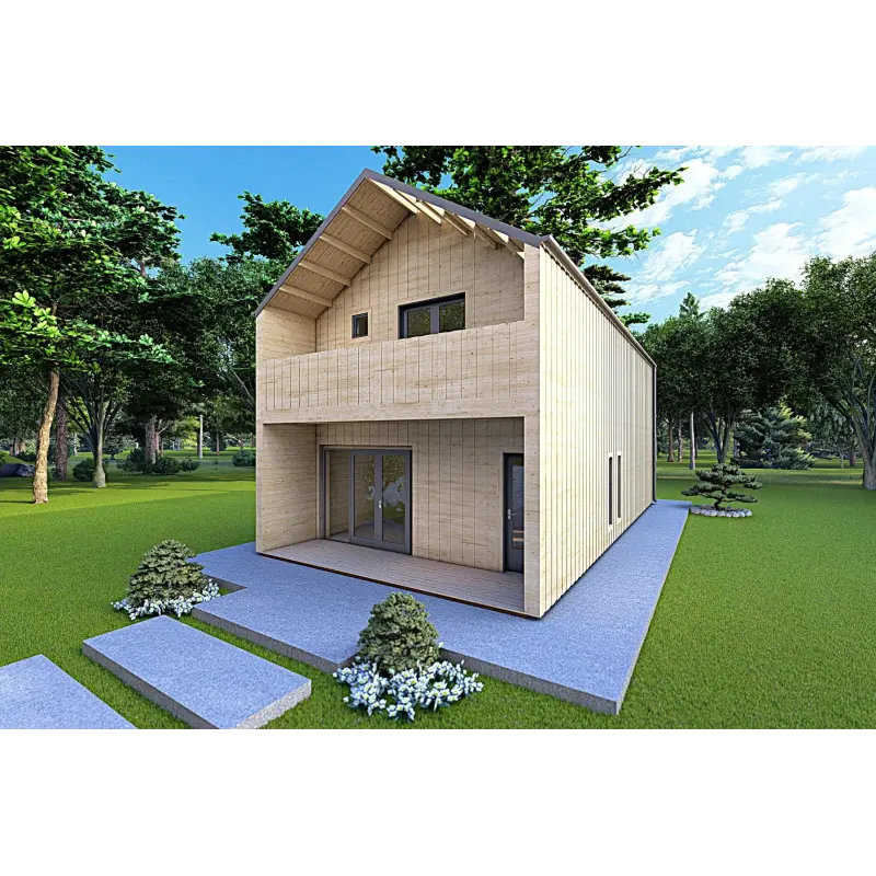 Maison en bois habitable bifamiliale CALIPSO 12x6, 44/100/30/40 mm, façade côté droit