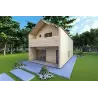Maison en bois habitable bifamiliale CALIPSO 12x6, 44/100/30/40 mm, façade côté droit