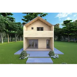 Maison en bois habitable bifamiliale CALIPSO 12x6, 44/100/30/40 mm, vue frontale