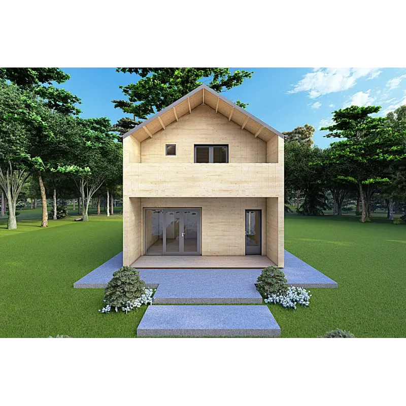 Maison en bois habitable bifamiliale CALIPSO 12x6, 44/100/30/40 mm, vue frontale