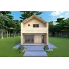 Maison en bois habitable bifamiliale CALIPSO 12x6, 44/100/30/40 mm, vue frontale