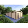 Chalet en bois habitable​ avec garage CLOE 114 m², 44/140/44 mm, façade côté droit