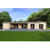 Chalet en bois habitable​ avec garage CLOE 114 m², 44/140/44 mm, vue arrière