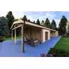 Maison préfabriquée en bois avec garage CLIO 135 m², 44/140/44 mm, façade côté droit