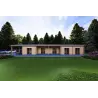 Maison préfabriquée en bois avec garage CLIO 135 m², 44/140/44 mm, vue frontale