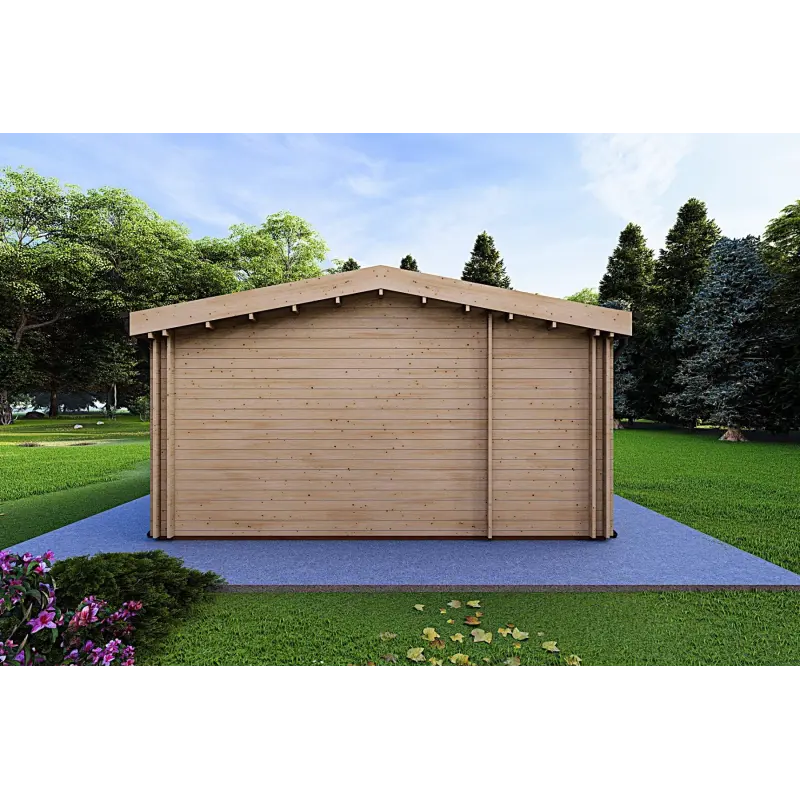 Maison préfabriquée en bois avec garage CLIO 135 m², 44/140/44 mm, côté gauche