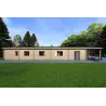 Maison préfabriquée en bois avec garage CLIO 135 m², 44/140/44 mm, vue arrière
