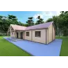 Maison préfabriquée en bois avec patio GINEVRA 129 m², 44/140/44 mm, façade côté droit