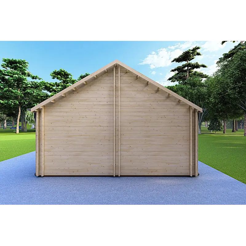 Maison préfabriquée en bois avec patio GINEVRA 129 m², 44/140/44 mm, côté droit