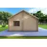 Maison préfabriquée en bois avec patio GINEVRA 129 m², 44/140/44 mm, côté gauche