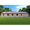 Maison préfabriquée en bois avec patio GINEVRA 129 m², 44/140/44 mm, vue arrière