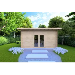Abri de jardin toit monopente GLORIA 5.2x4.2, 44mm, vue frontale