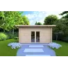 Abri de jardin toit monopente GLORIA 5.2x4.2, 44mm, vue frontale