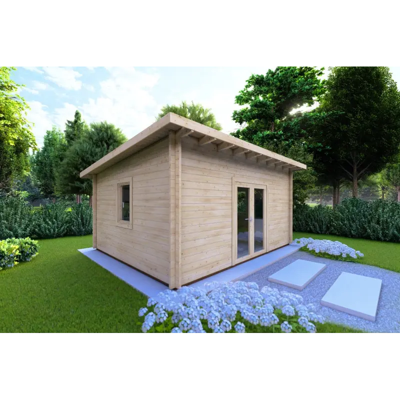 Abri de jardin toit monopente GLORIA 5.2x4.2, 44mm, façade côté gauche