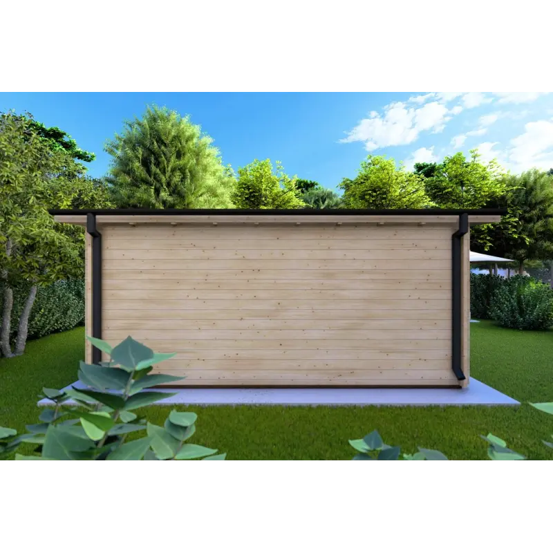 Abri de jardin toit monopente GLORIA 5.2x4.2, 44mm, vue arrière