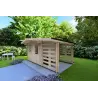 Maison en bois de jardin AURORA avec abri à bois 4.5x2.5, 44mm, façade côté droit
