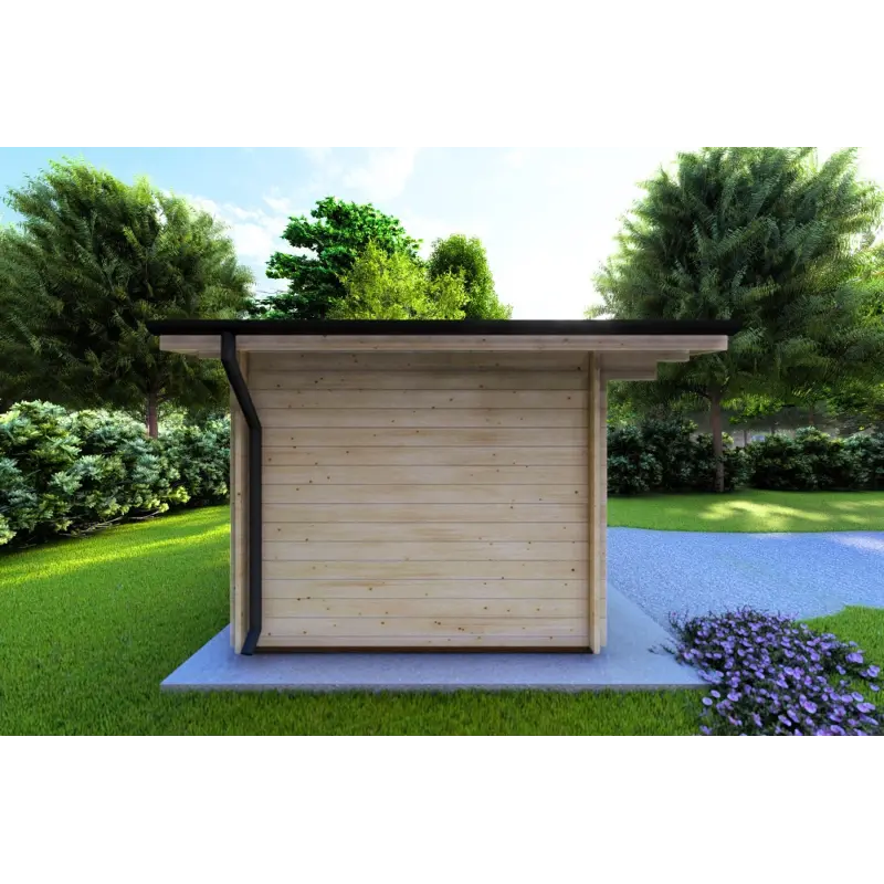 Maison en bois de jardin AURORA avec abri à bois 4.5x2.5, 44mm, côté gauche