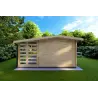 Maison en bois de jardin AURORA avec abri à bois 4.5x2.5, 44mm, vue arrière
