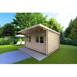 Abris de jardin en bois SIBILLA 4.5x3.5, 44mm, façade côté droit