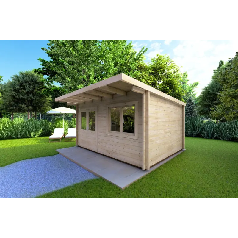 Abris de jardin en bois SIBILLA 4.5x3.5, 44mm, façade côté droit
