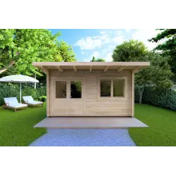 Abris de jardin en bois SIBILLA 4.5x3.5, 44mm, vue frontale