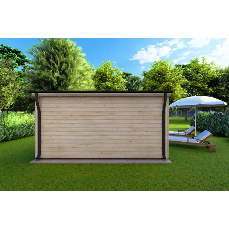 Abris de jardin en bois SIBILLA 4.5x3.5, 44mm, vue arrière