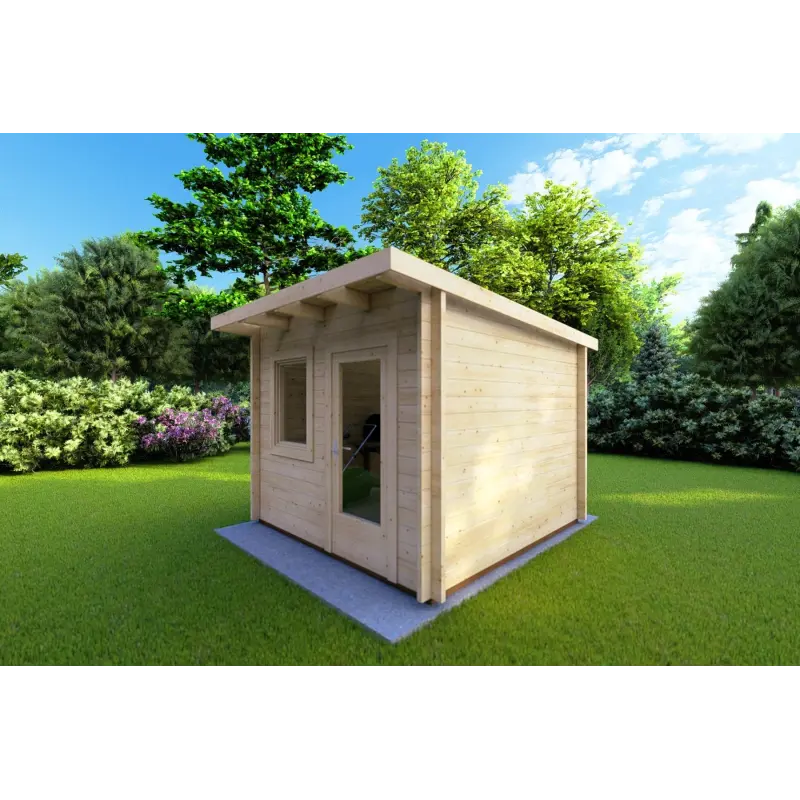 Remise en bois SOLA 3x3, 44mm, façade côté droit