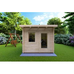 Remise en bois SOLA 3x3, 44mm, vue frontale