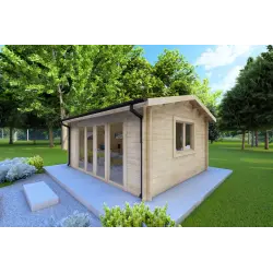Maison en bois de jardin JESSICA 5x4, 44mm, façade côté droit