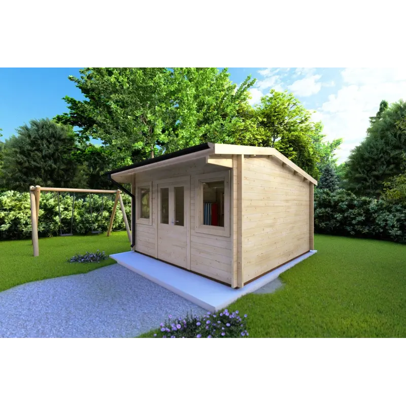 Maison en bois de jardin AZZURRA 4x3, 44mm, façade côté droit