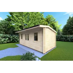 Maison en bois de jardin AZZURRA 6x3, 44mm, façade côté droit