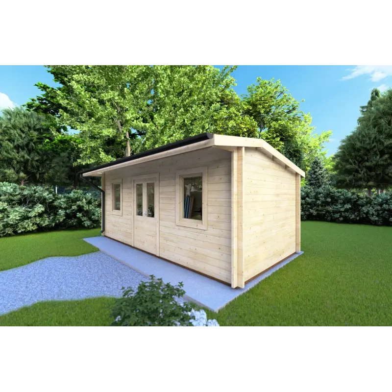 Maison en bois de jardin AZZURRA 6x3, 44mm, façade côté droit