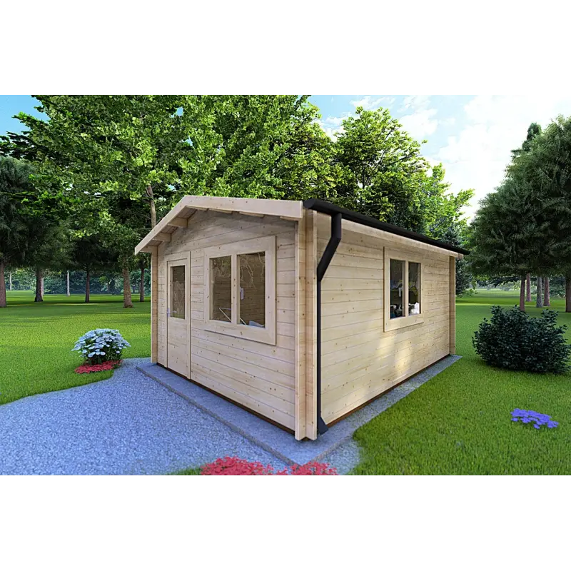 Abris de jardin en bois ANNA 4x5, 44mm, façade côté droit